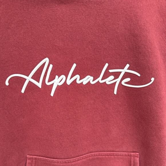 Alphalete size M Burgundy Wine Red Script Logo Hoodie Sweatshirt - Picture 4 of 11
